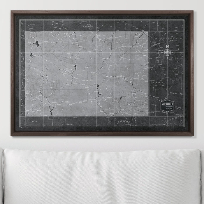 Push Pin Wyoming Map (Pin Board) - Modern Slate CM Pin Board