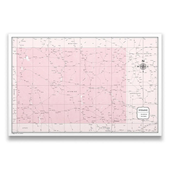 Push Pin Wyoming Map (Pin Board) - Pink Color Splash CM Pin Board