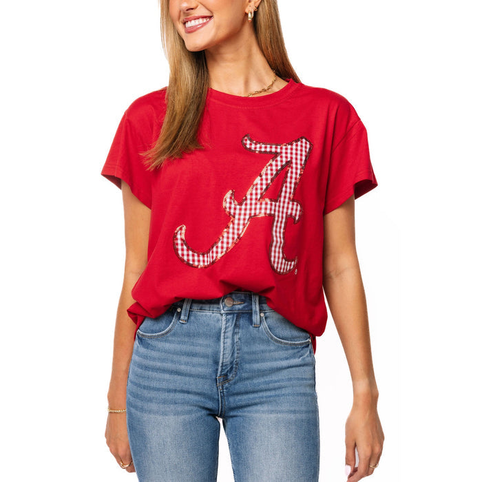 Queen of Sparkles - Licensed Alabama Gingham Mascot Tee - Crimson