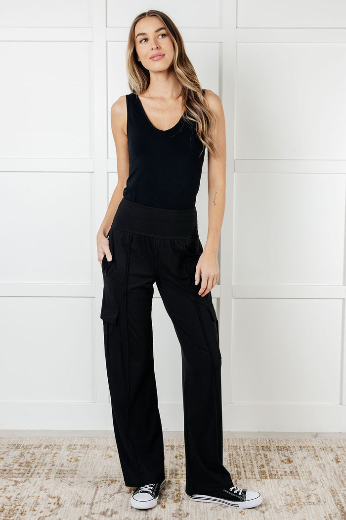 Race to Relax Buttery Soft Cargo Pants in Black