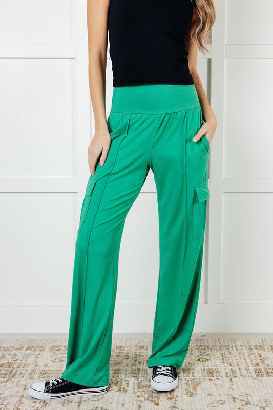Race to Relax Buttery Soft Cargo Pants in Emerald Green