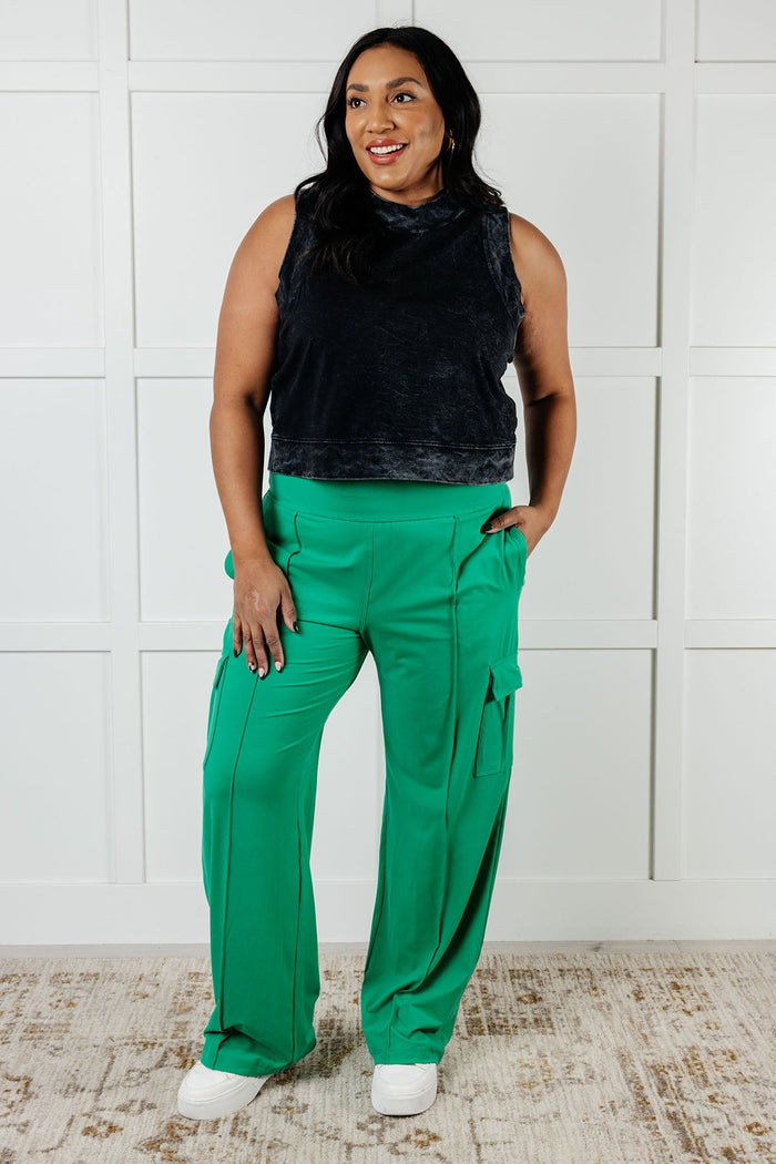 Race to Relax Buttery Soft Cargo Pants in Emerald Green