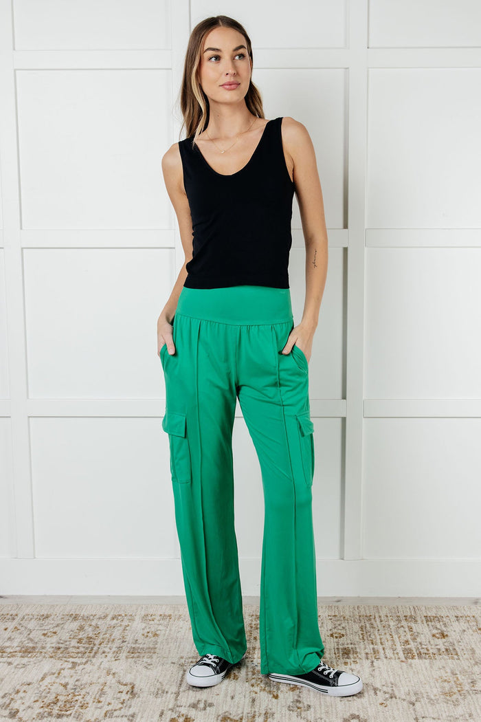 Race to Relax Buttery Soft Cargo Pants in Emerald Green