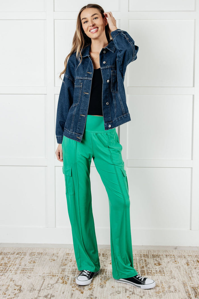 Race to Relax Buttery Soft Cargo Pants in Emerald Green