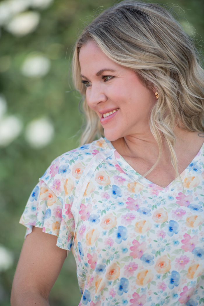 Raelynn V-Neck Top - Petal Gardens by Michelle Mae