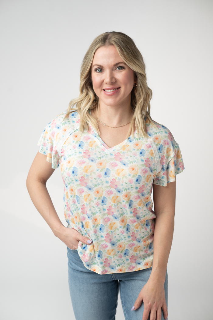 Raelynn V-Neck Top - Petal Gardens by Michelle Mae