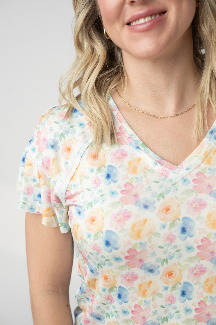 Raelynn V-Neck Top - Petal Gardens by Michelle Mae