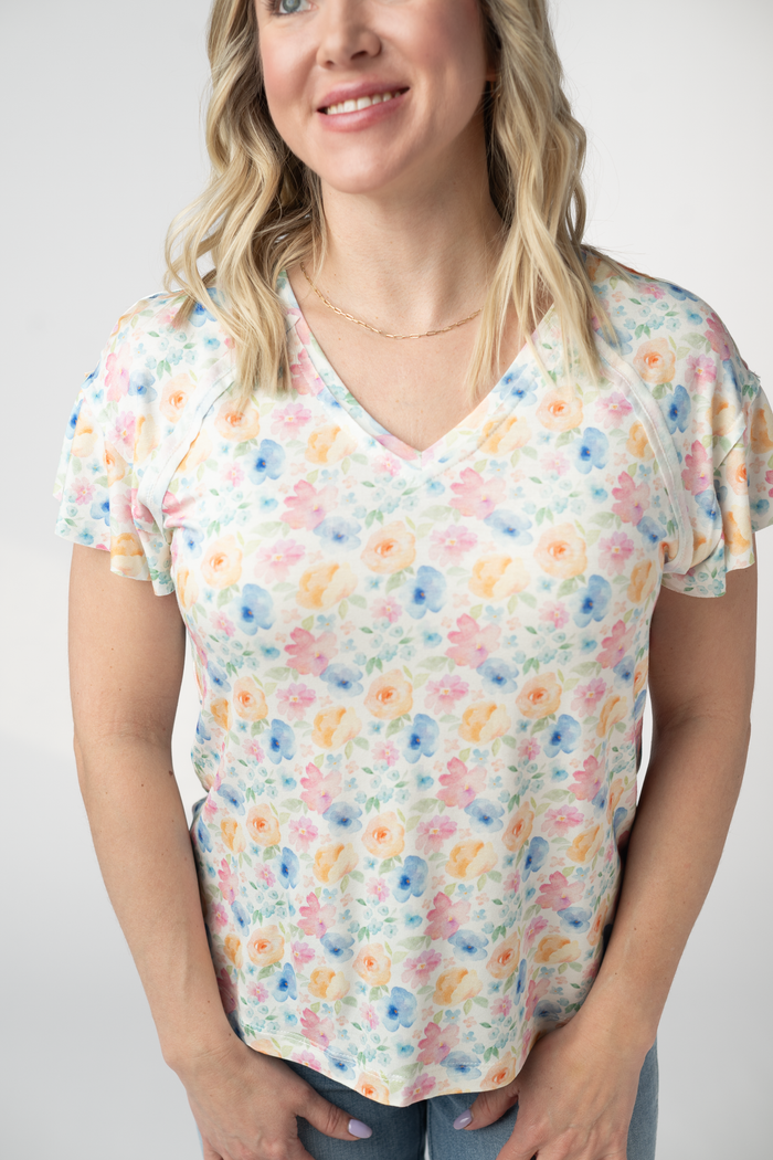 Raelynn V-Neck Top - Petal Gardens by Michelle Mae