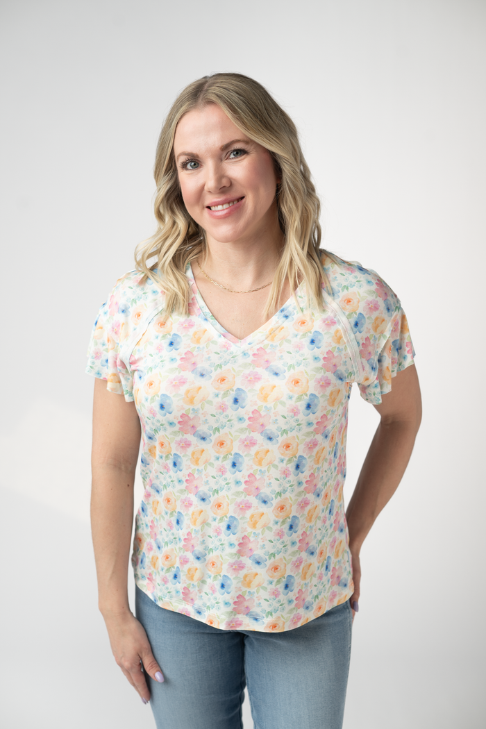 Raelynn V-Neck Top - Petal Gardens by Michelle Mae