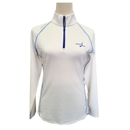 Ralph Lauren RLX White Women's Zip Pullover w/ Blue  & Logo Size S MSP$168