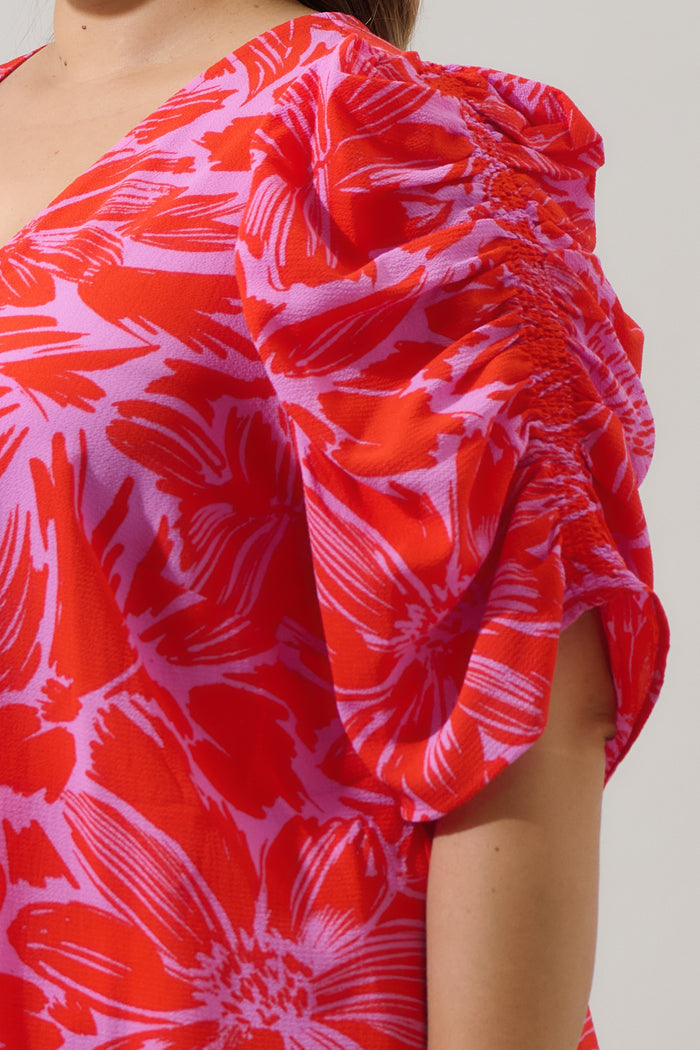 Rania Floral Chancellor Ruched Sleeve Blouse Curve
