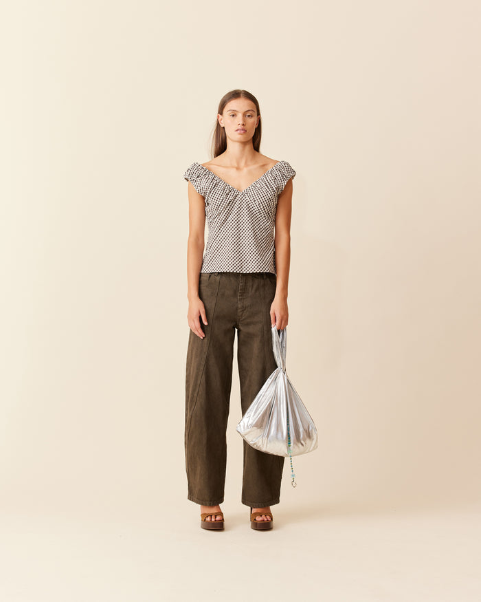 RAQUEL TOP JAVA BUTTER GINGHAM