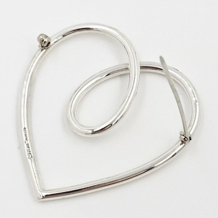Leonore Doskow Jewelry Rare Leonore Doskow Sterling Modernist Large Heart Swirl Brooch C. 1960s