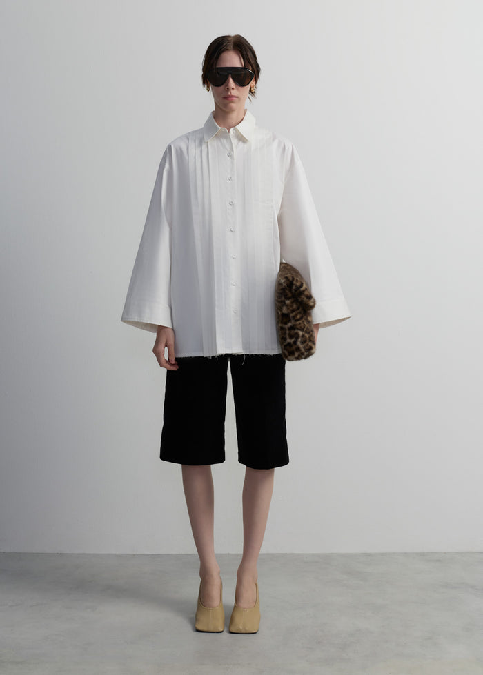 RAW-HEM PLEATED SHIRT