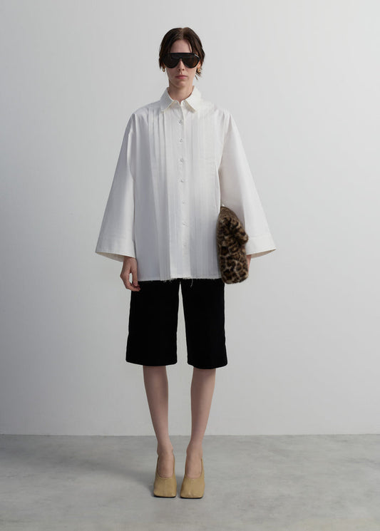 RAW-HEM PLEATED SHIRT
