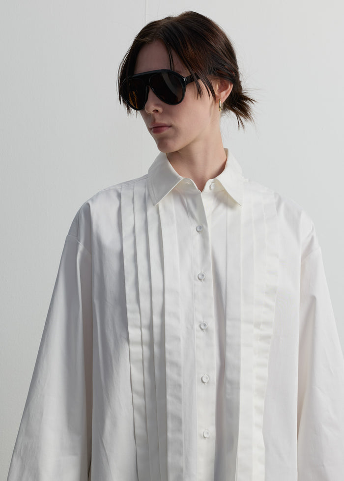 RAW-HEM PLEATED SHIRT