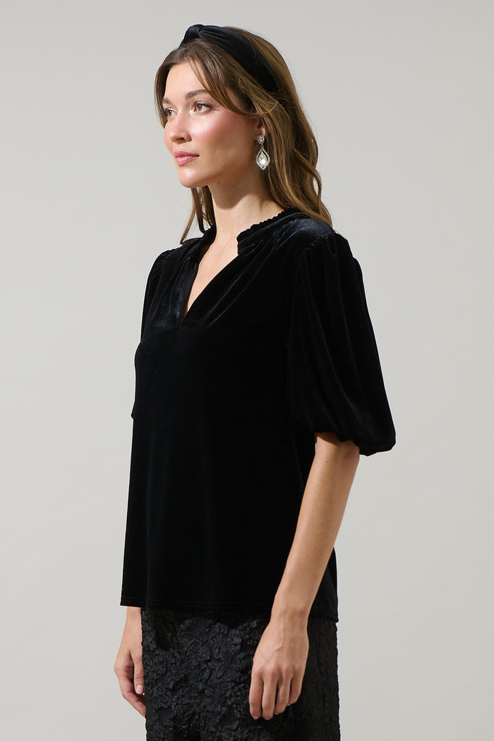 Rayna Velvet Gretna Ruffle Blouse