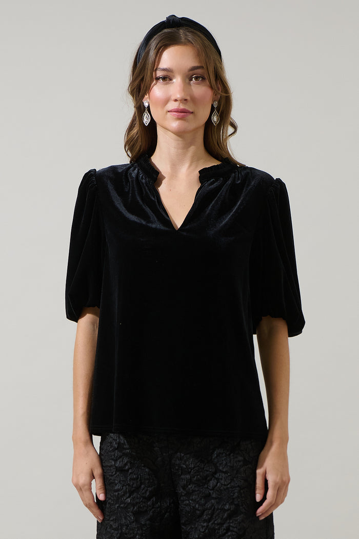 Rayna Velvet Gretna Ruffle Blouse