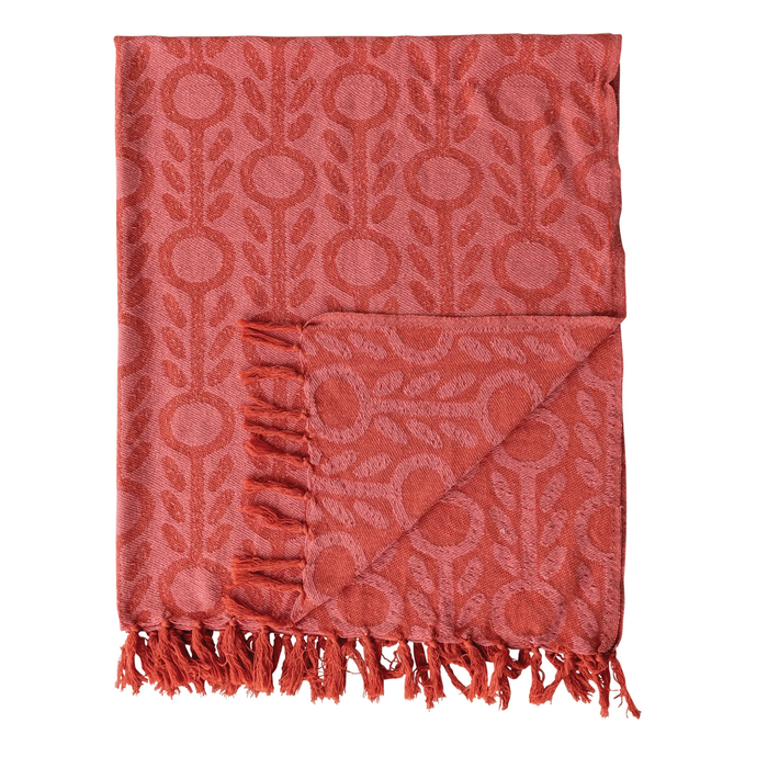 Recycled Cotton-Blend Throw Blanket - Pink Floral