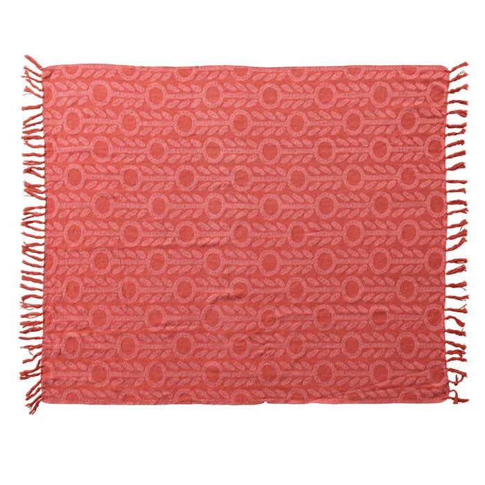 Recycled Cotton-Blend Throw Blanket - Pink Floral