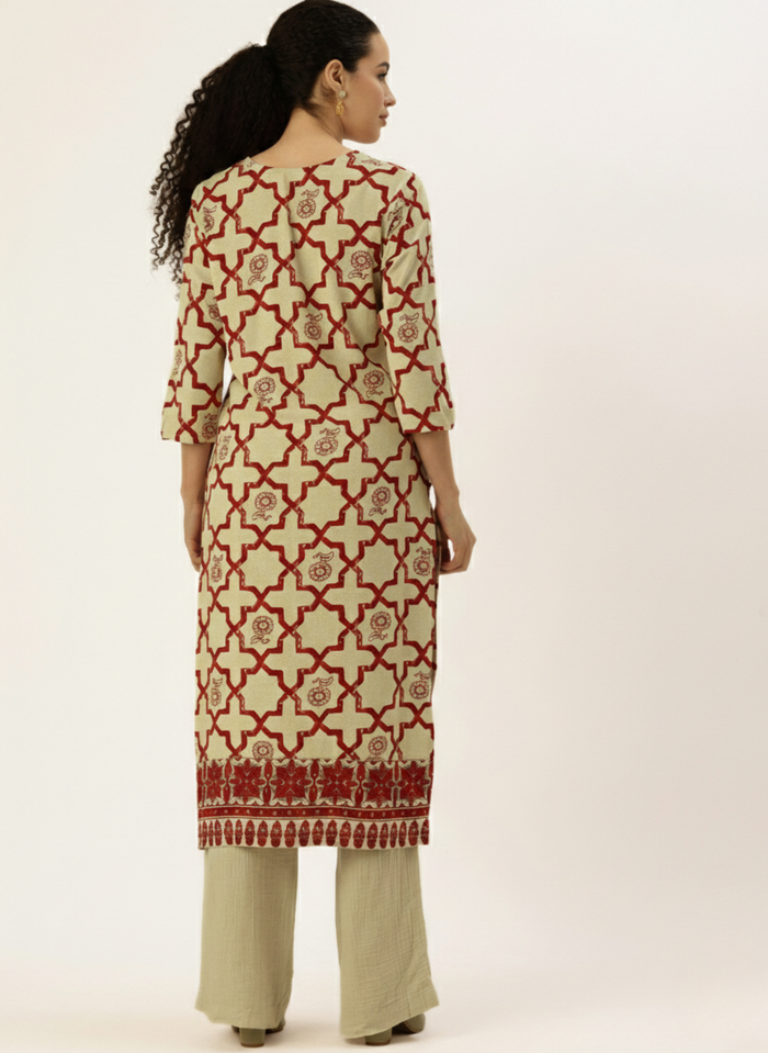 Red Printed Straight Kurta, blue kurta, printed kurta, straight kurta, Womens ethnic wear, Indian ethnic wear, casual kurta, daily wear kurta, office wear kurta, stylish kurta