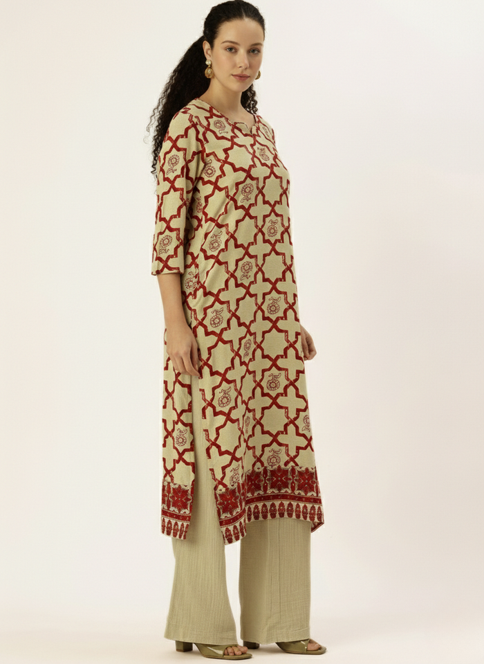 Red Printed Straight Kurta, blue kurta, printed kurta, straight kurta, Womens ethnic wear, Indian ethnic wear, casual kurta, daily wear kurta, office wear kurta, stylish kurta