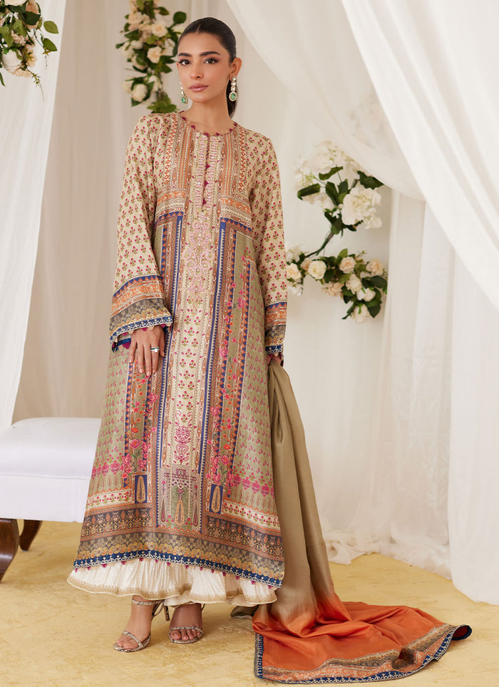 Reen Printed Raw Silk Shirt And Dupatta