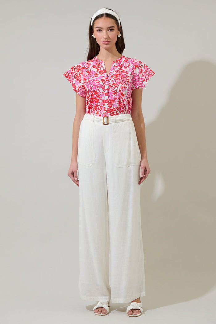 Reidy Floral Cass Flutter Sleeve Top