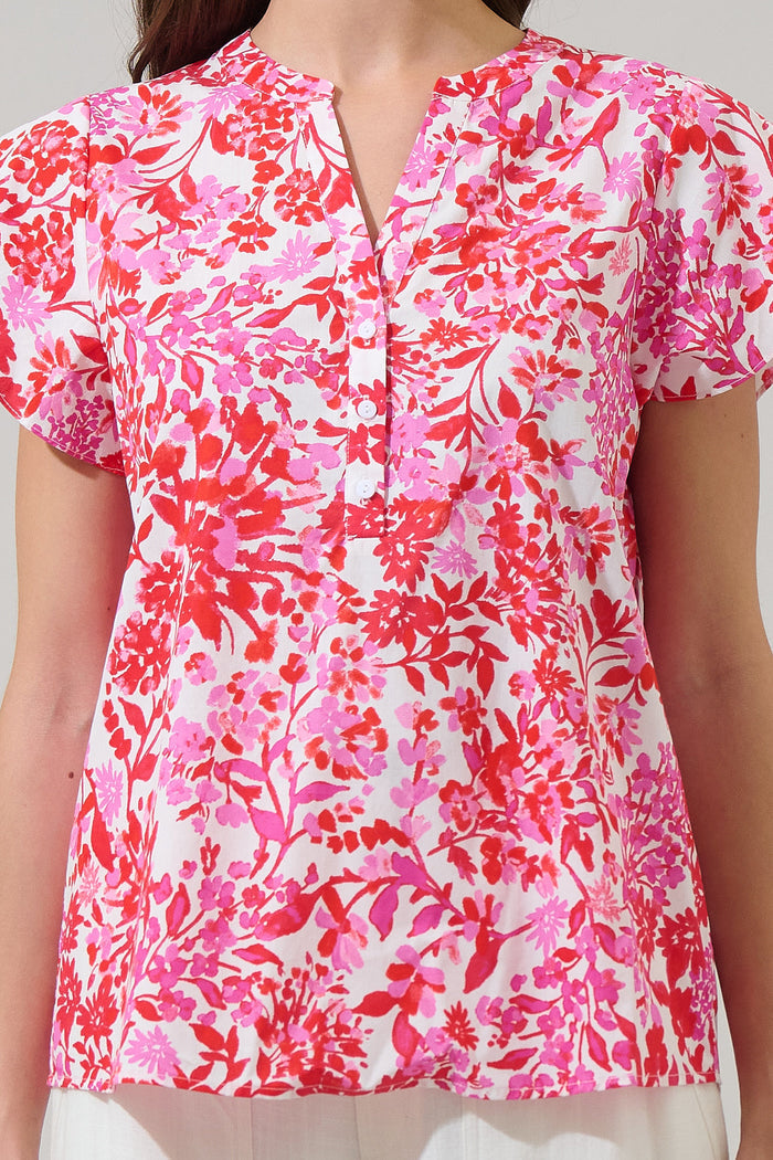 Reidy Floral Cass Flutter Sleeve Top