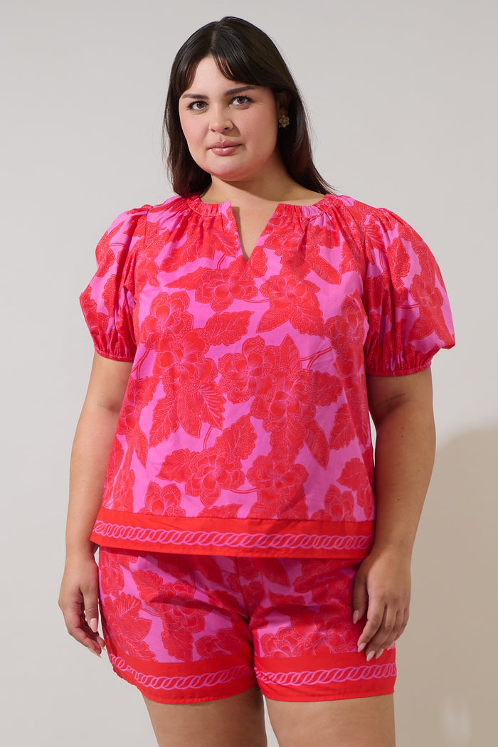 Rency Floral Gily Puff Sleeve Top Curve