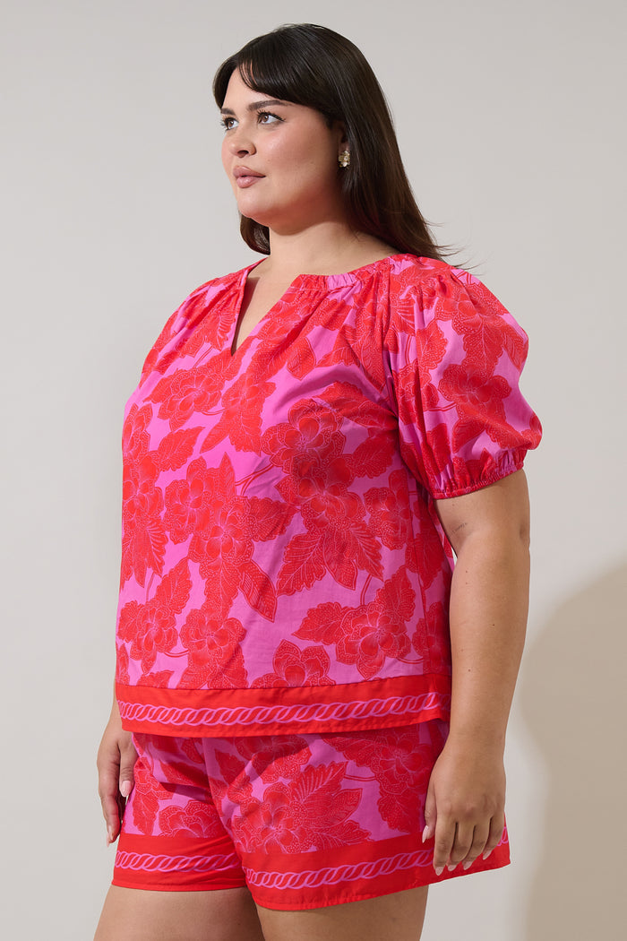 Rency Floral Gily Puff Sleeve Top Curve
