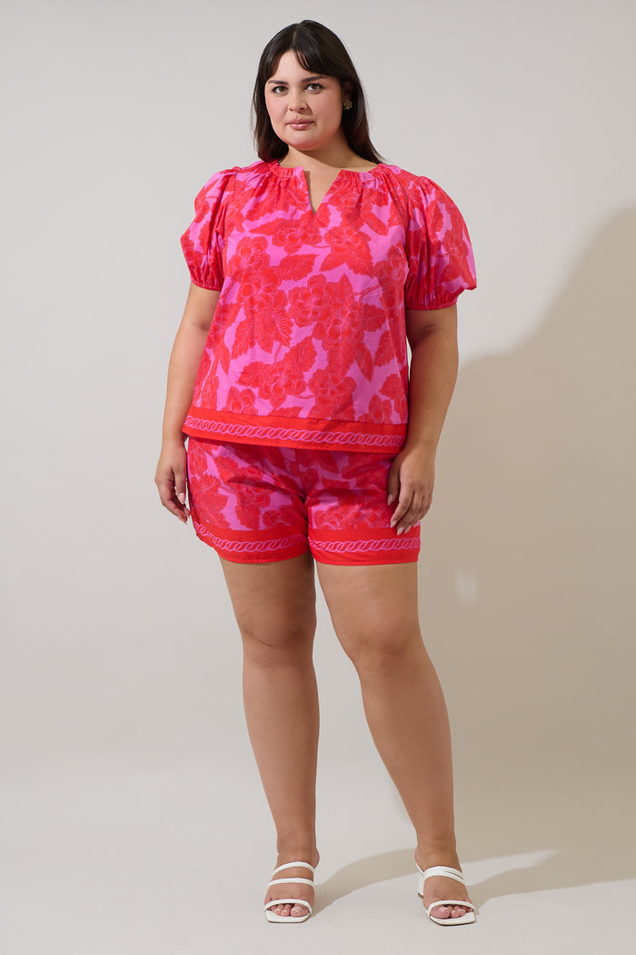 Rency Floral Gily Puff Sleeve Top Curve