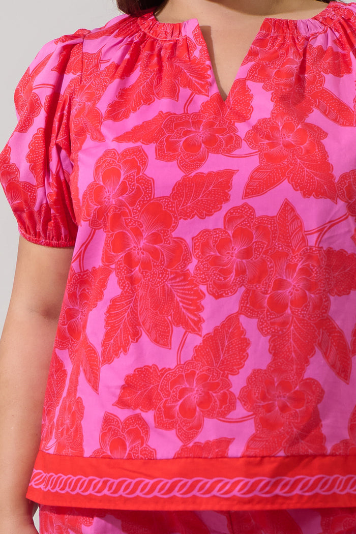 Rency Floral Gily Puff Sleeve Top Curve