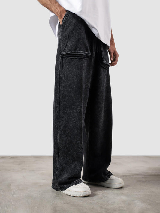 Reverse washed cargo pants female model front view wide leg washed Pakistan – GROOVY