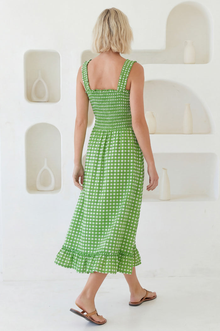 Rhianna Organic Cotton Dress | Green/White