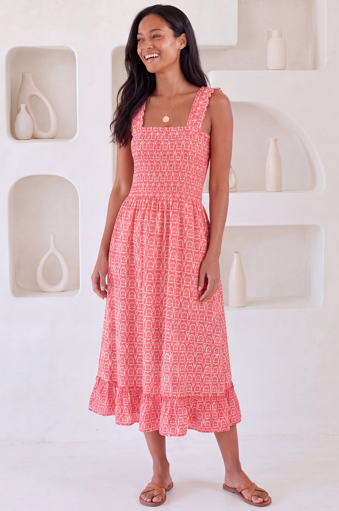 Rhianna Organic Cotton Dress | Red/White