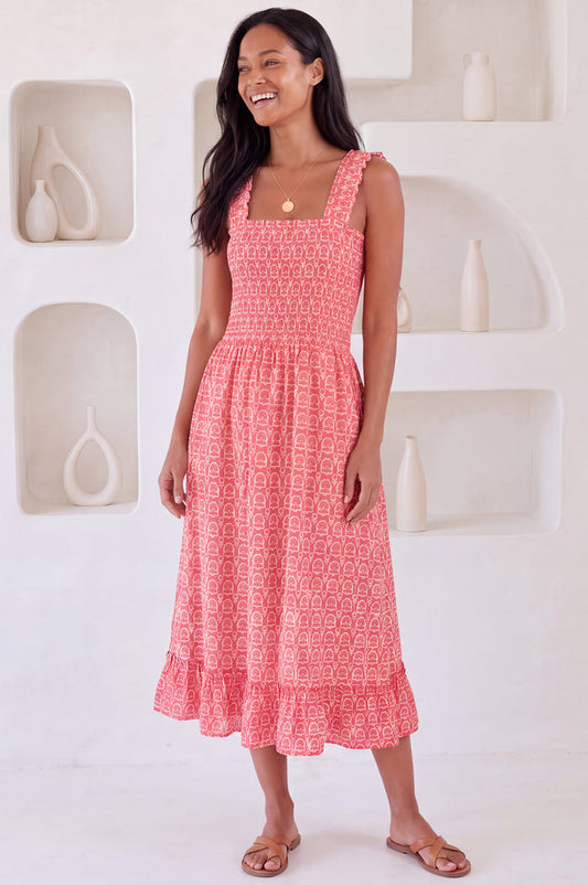 Rhianna Organic Cotton Dress | Red/White