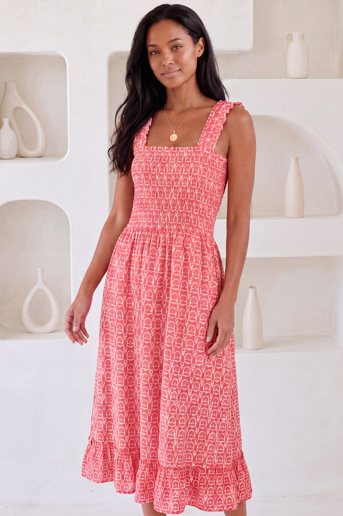 Rhianna Organic Cotton Dress | Red/White