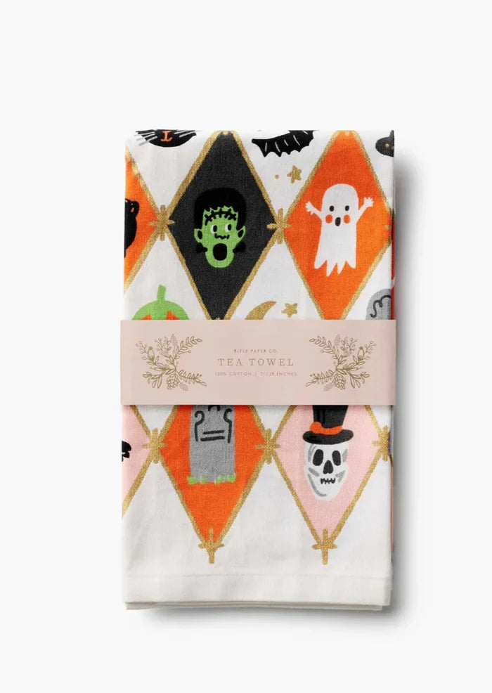 Rifle Paper Tea Towel - Halloween Argyle