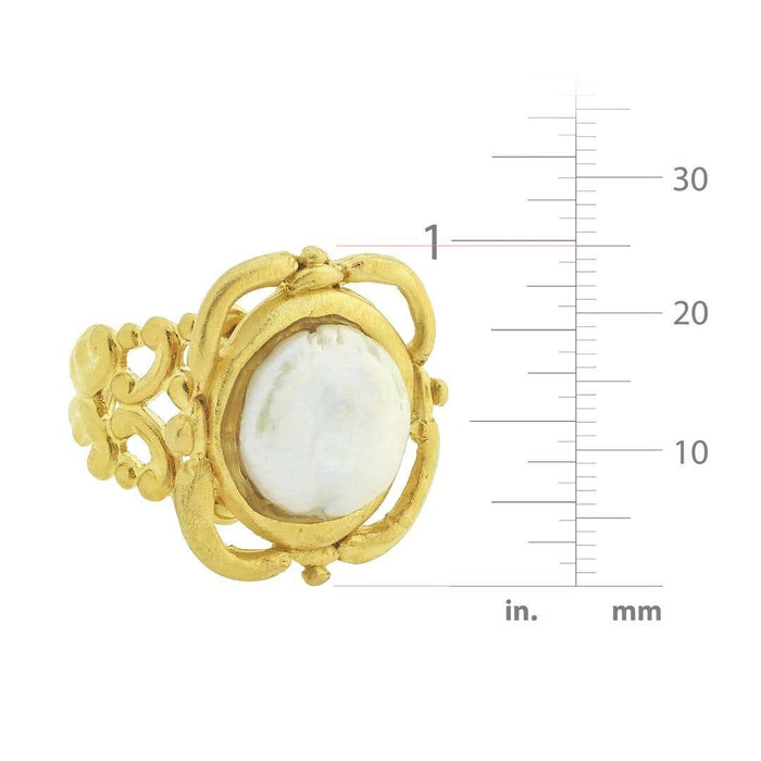 Ring Pearl Gold Handcast Adjustable