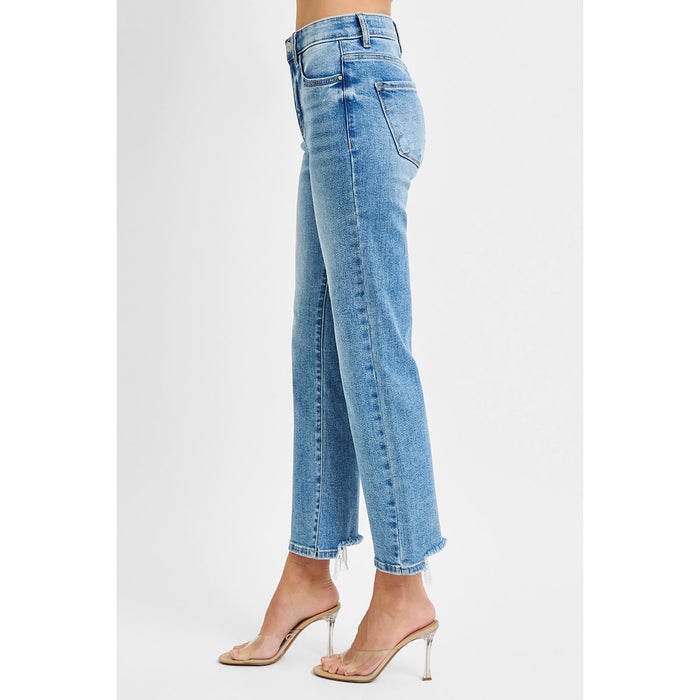 Risen - Tummy Control, Elastic Band, High Rise, Crop Straight Jeans 5916 - Medium