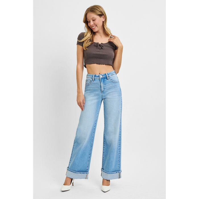 Risen - Tummy Control High Rise Long Inseam Wide Cuffed 1046 - Light