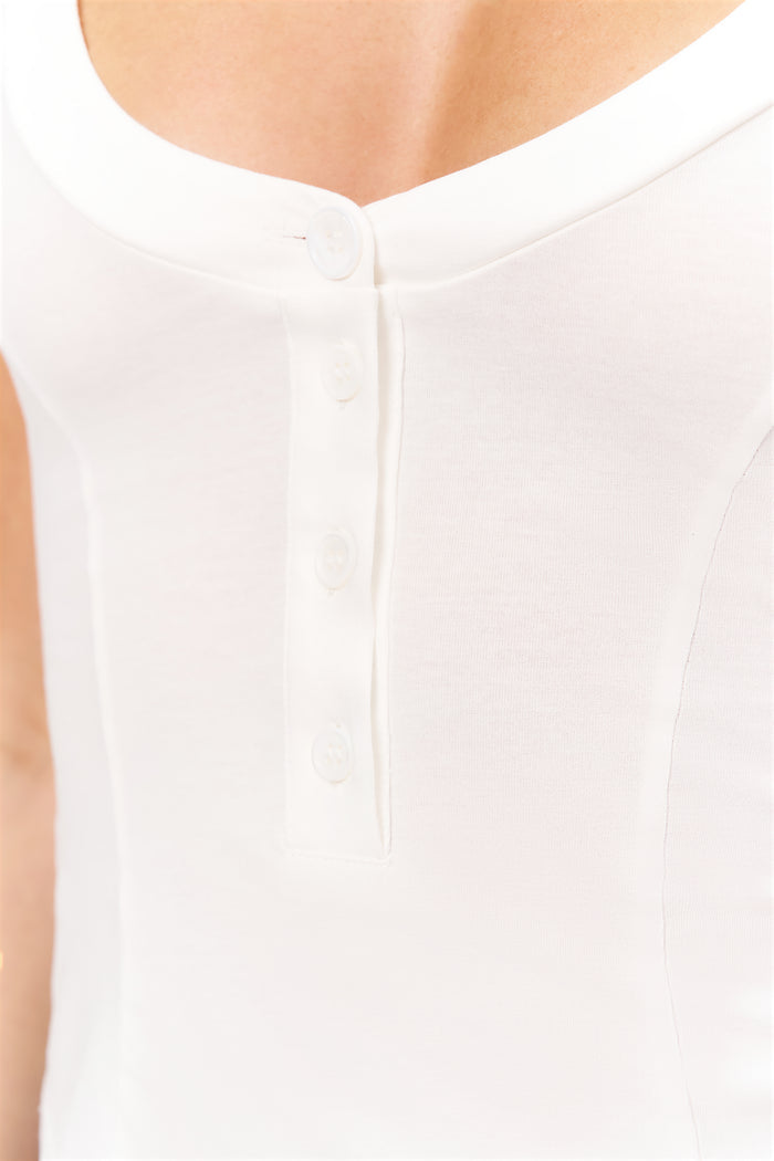 Rita V Neck Top in Ivory