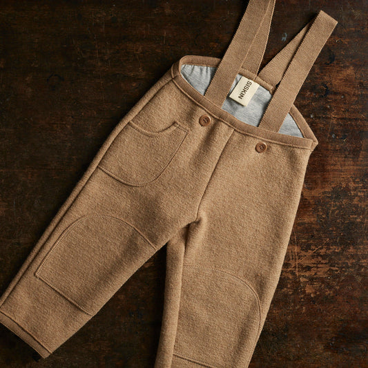 River Baby & Kids Pocket Dungarees - Boiled Merino Wool - Caramel