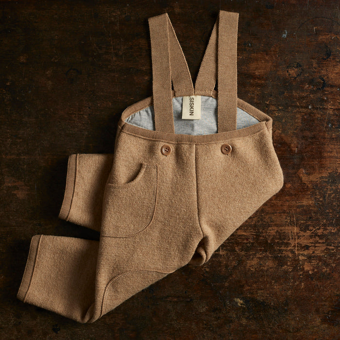 River Baby & Kids Pocket Dungarees - Boiled Merino Wool - Caramel