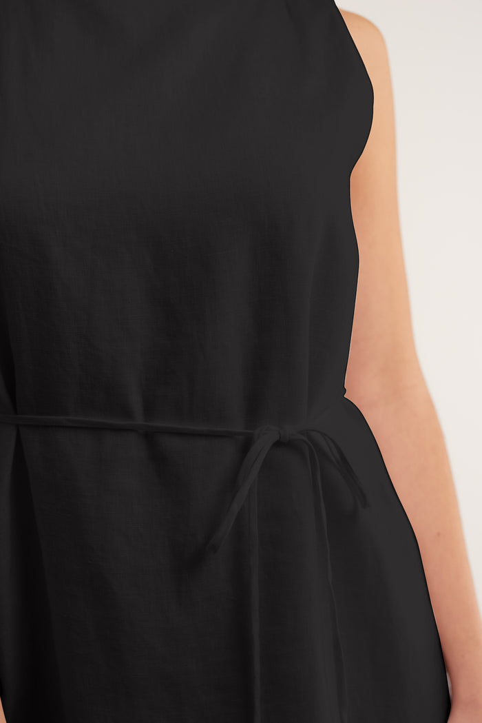 Rommy Linen Dress In Black