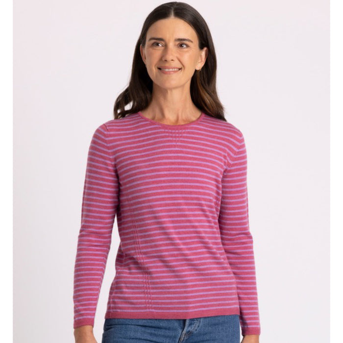 Royal Merino - 100% Merino Tuck Stitch Stripe Jumper (RM2515) Azalea/Lavender