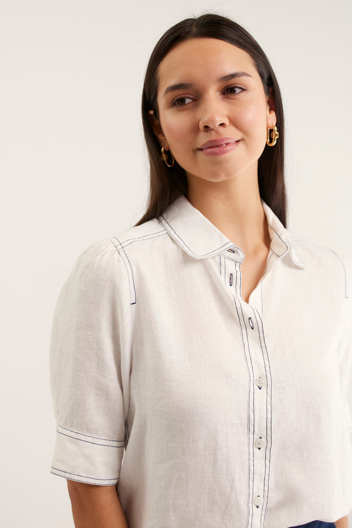 Ruby Linen Shirt  In White