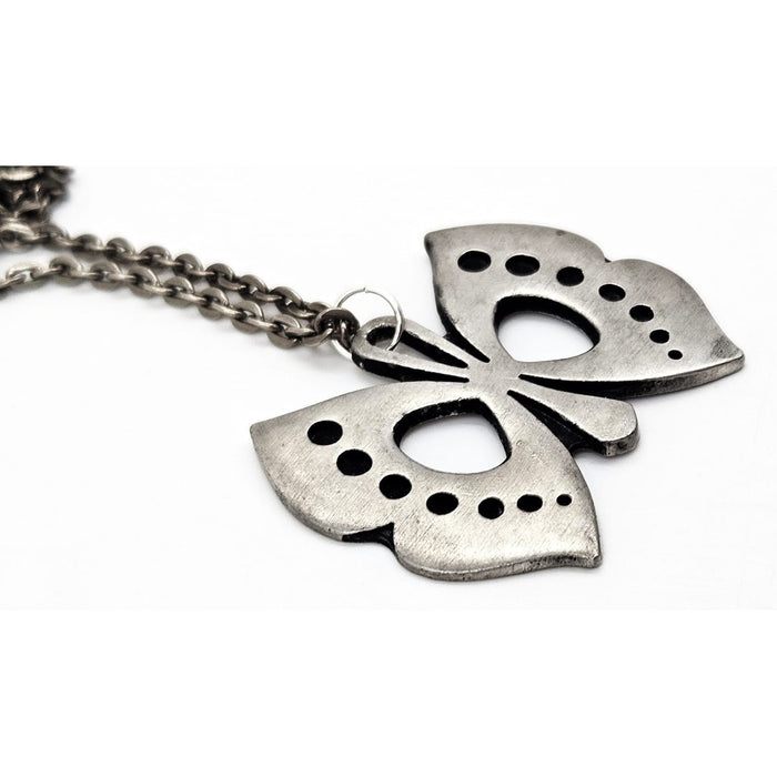 Rune Tennesmed Jewelry Rune Tennesmed XL Modernist  Butterfly Pewter Pendant Necklace C. 1960's
