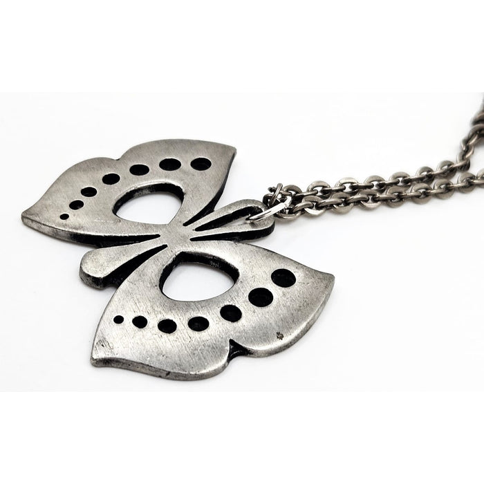 Rune Tennesmed Jewelry Rune Tennesmed XL Modernist  Butterfly Pewter Pendant Necklace C. 1960's